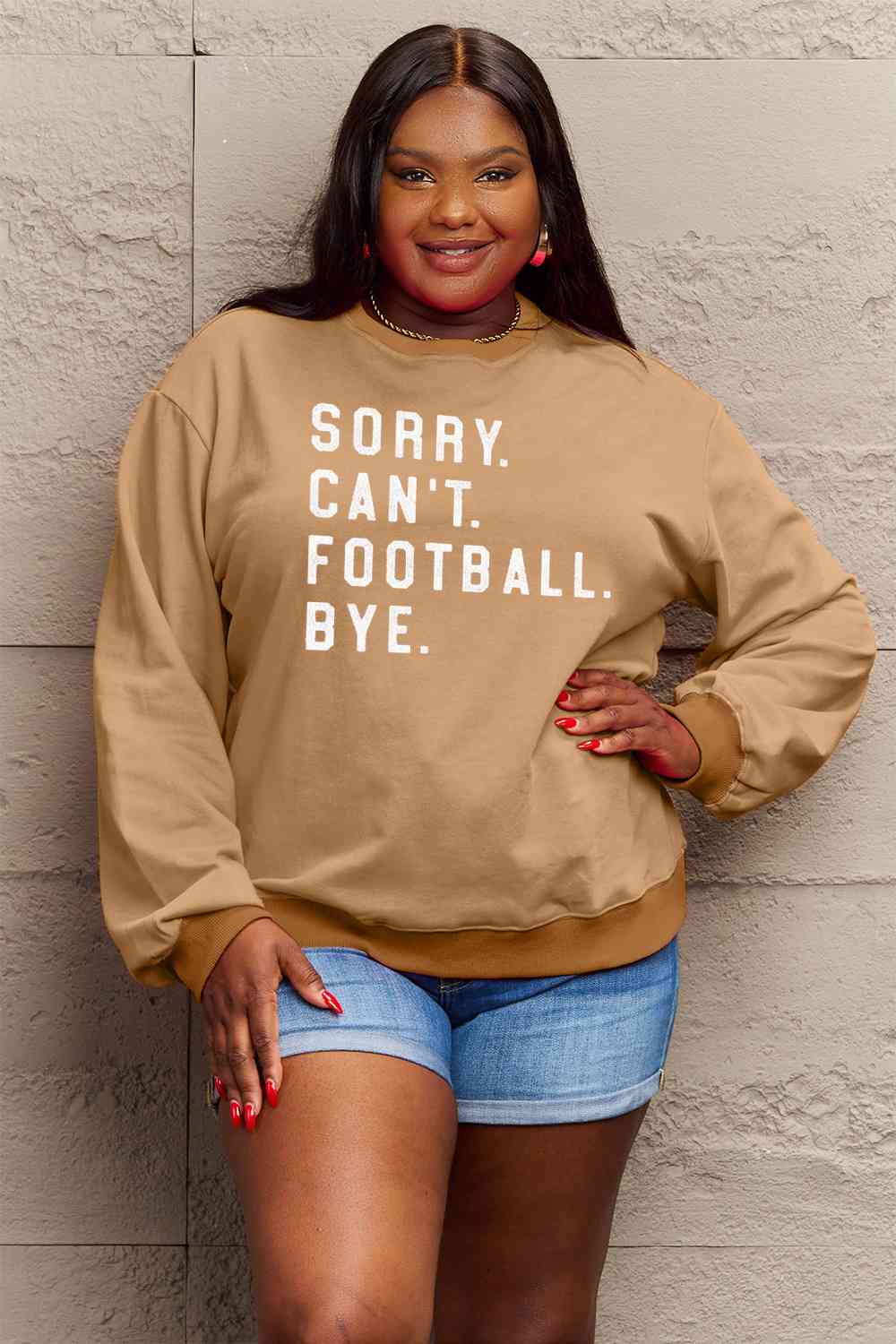SORRY.CANT.FOOTBALL.BYE Graphic Scoop Sweatshirt