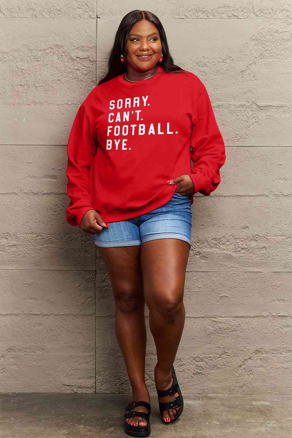 SORRY.CANT.FOOTBALL.BYE Graphic Scoop Sweatshirt