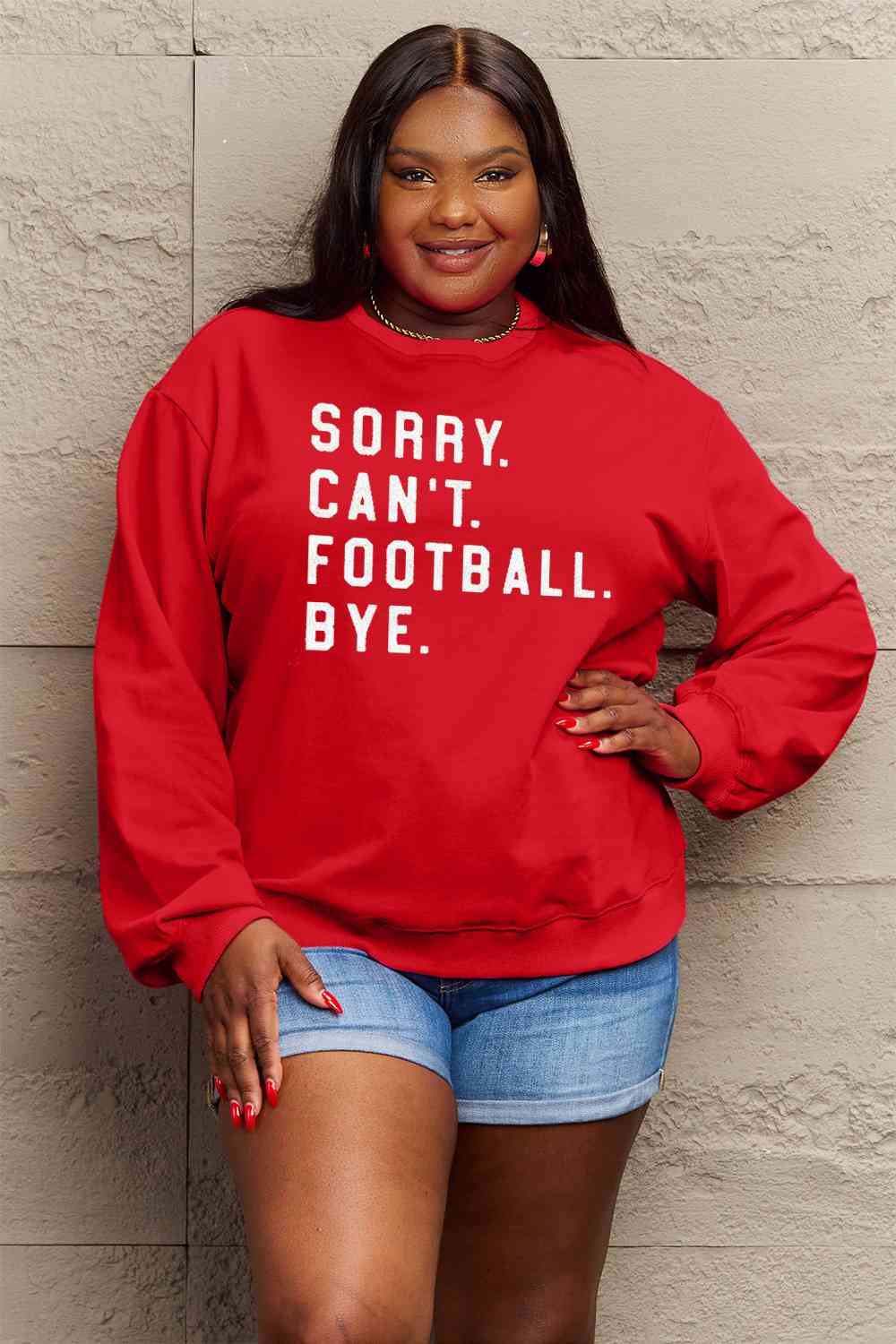 SORRY.CANT.FOOTBALL.BYE Graphic Scoop Sweatshirt