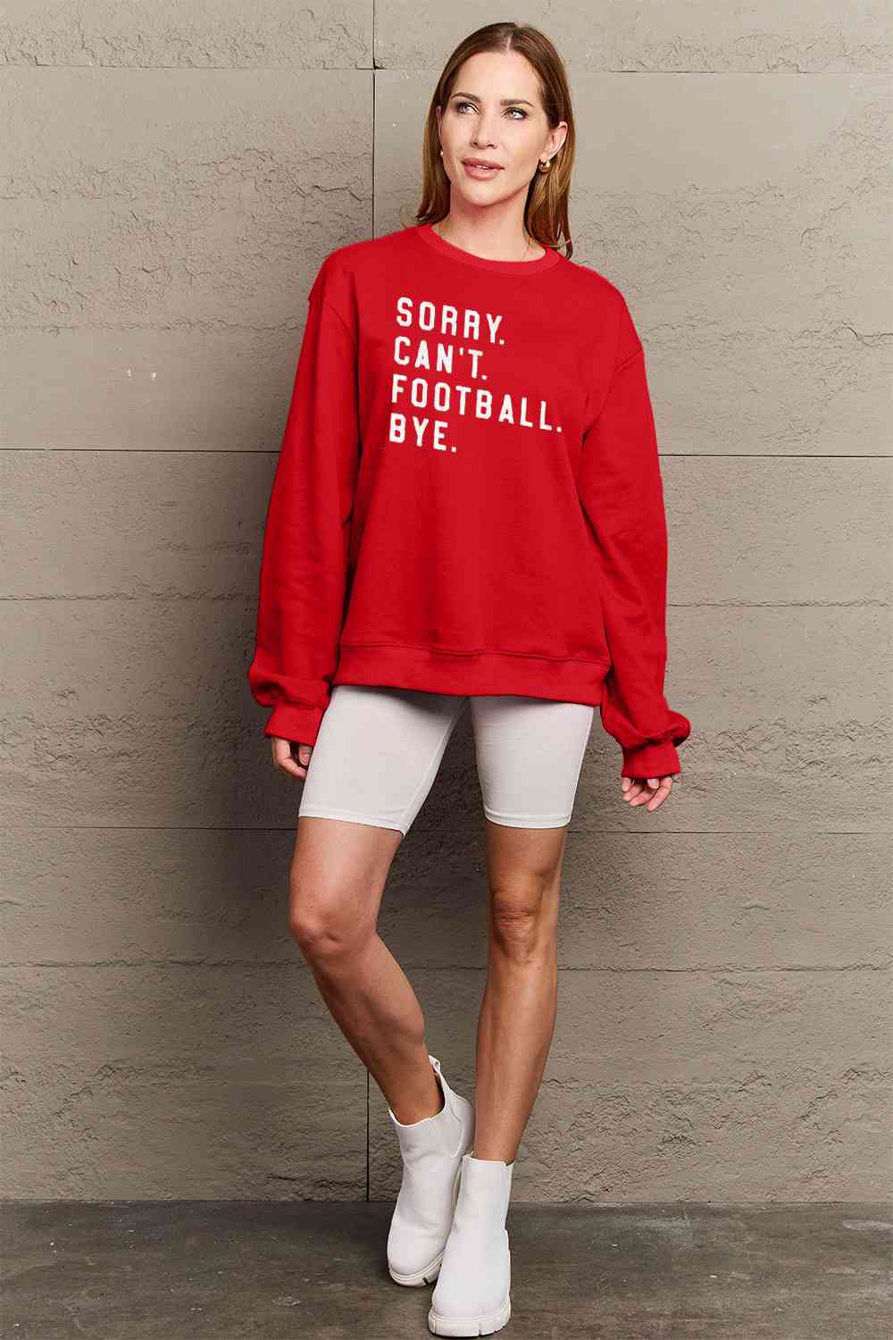 SORRY.CANT.FOOTBALL.BYE Graphic Scoop Sweatshirt