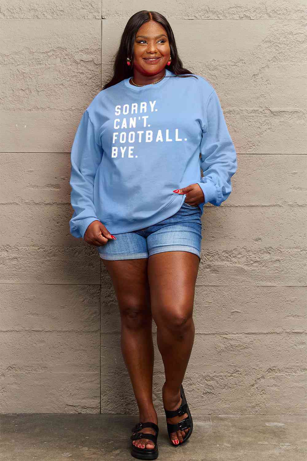 SORRY.CANT.FOOTBALL.BYE Graphic Scoop Sweatshirt