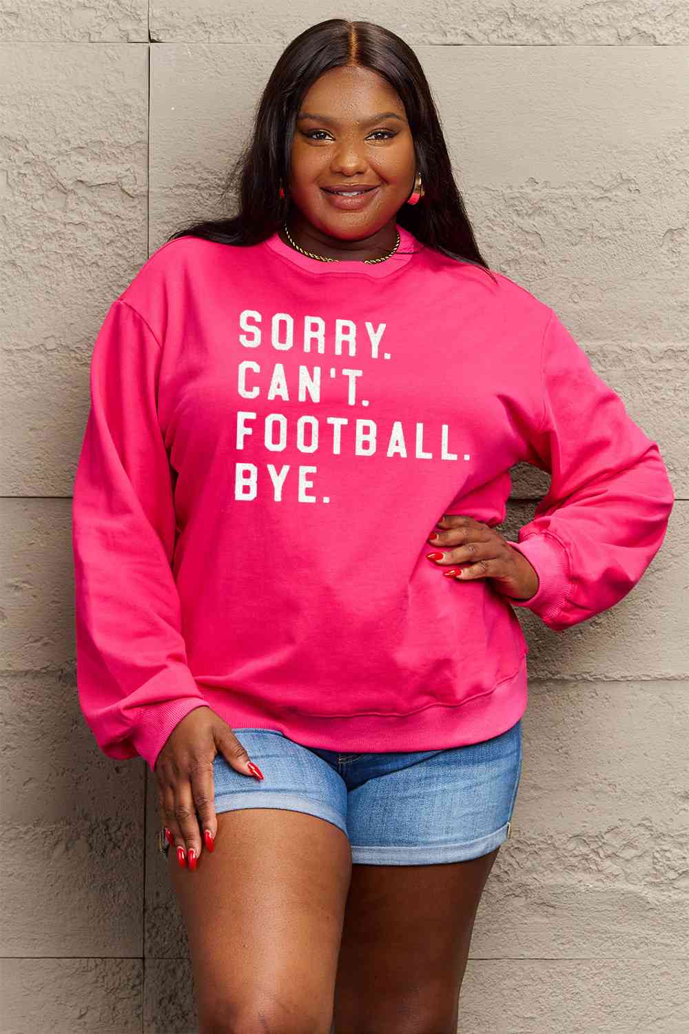 SORRY.CANT.FOOTBALL.BYE Graphic Scoop Sweatshirt