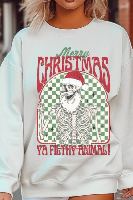 MERRY CHRISTMAS YA FILTHY ANIMAL Graphic Sweatshirt