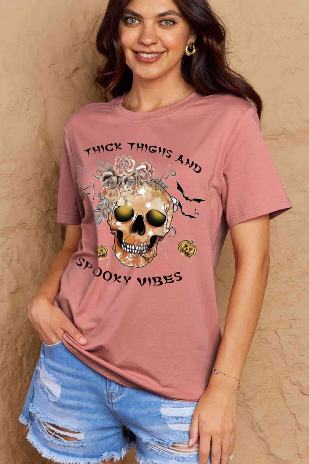 THICK THIGHS AND SPOOKY VIBES Graphic Cotton T-Shirt