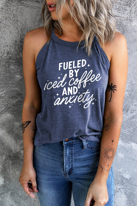 FUELED BY ICED COFFEE & ANXIETY Graphic Tank