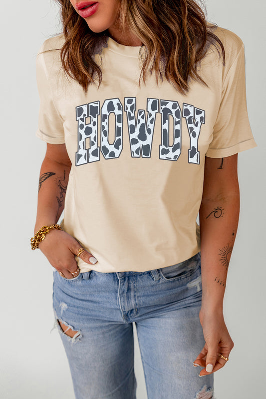 HOWDY Round Neck Short Sleeve Graphic Tee