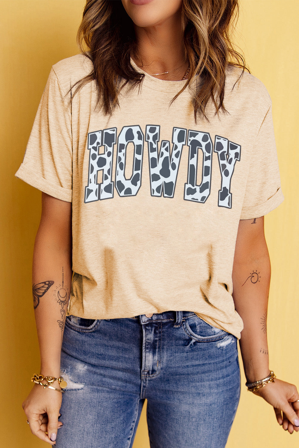 HOWDY Round Neck Short Sleeve Graphic Tee