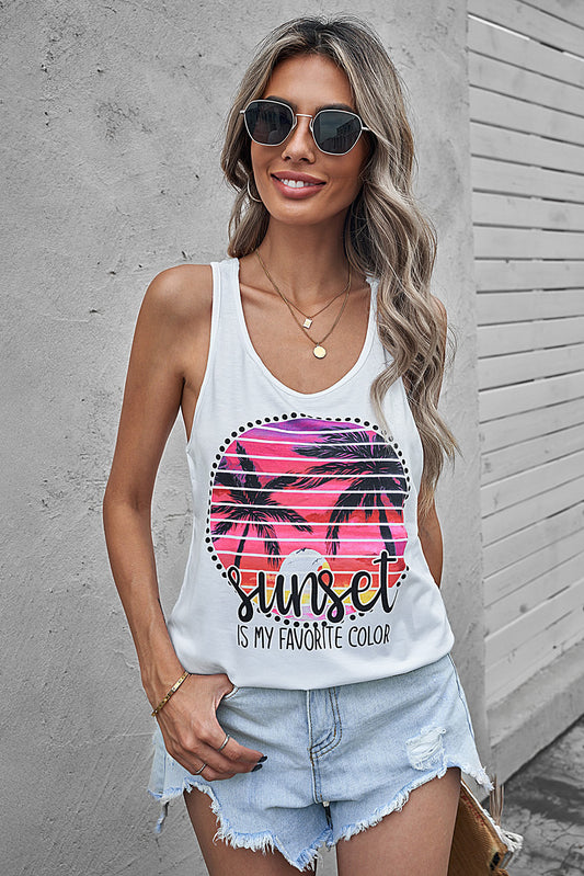 SUNSET IS MY FAVORITE COLOR Razorback Graphic Tank